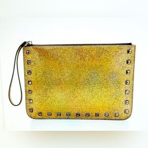 HOLIDAY/PARTY/NEW YEARS EVE REBECCA MINKOFF GOLDEN SPARKLE CLUTCH PURSE 👑💥